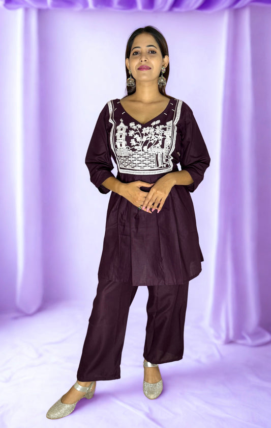 Embroidered  Kurti Palazzo Set